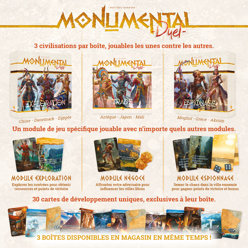 dos boite jeu Monumental duel 3 boites