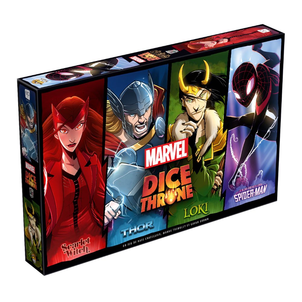 boite jeu Dice Throne Marvel Thor Loki Spiderman Scarlet Witch