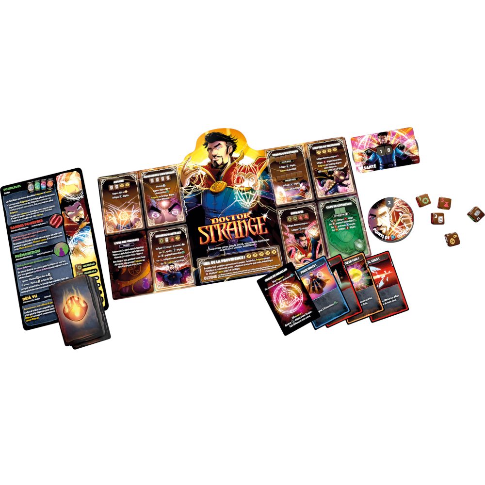 cartes 4 jeu Dice Throne Marvel Black Panther Captain Marvel BlackWidow Dr Strange
