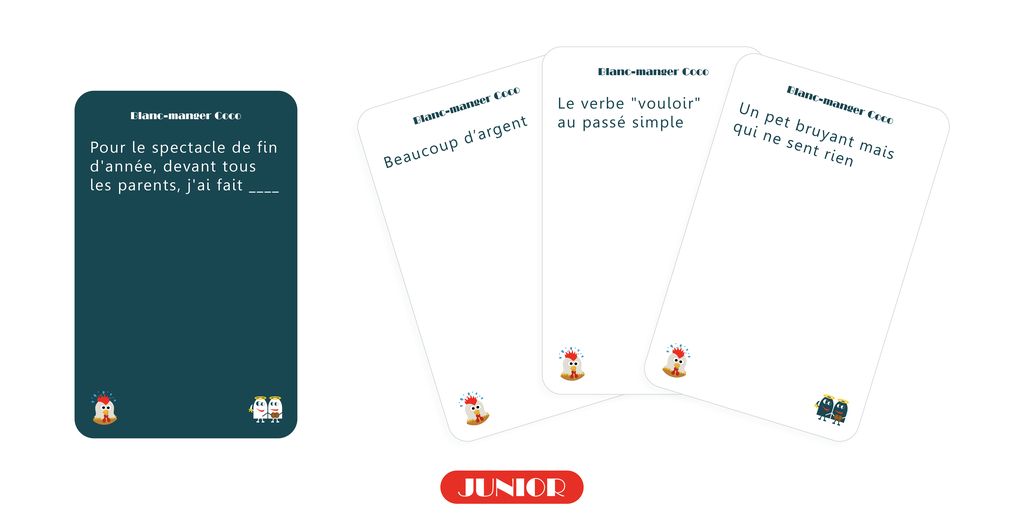 cartes jeu blanc manger coco junior poule mouillee