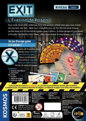 dos boite jeu EXIT Evasion de la prison