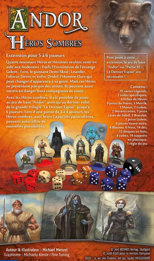 dos boite jeu Andor Heros Sombres