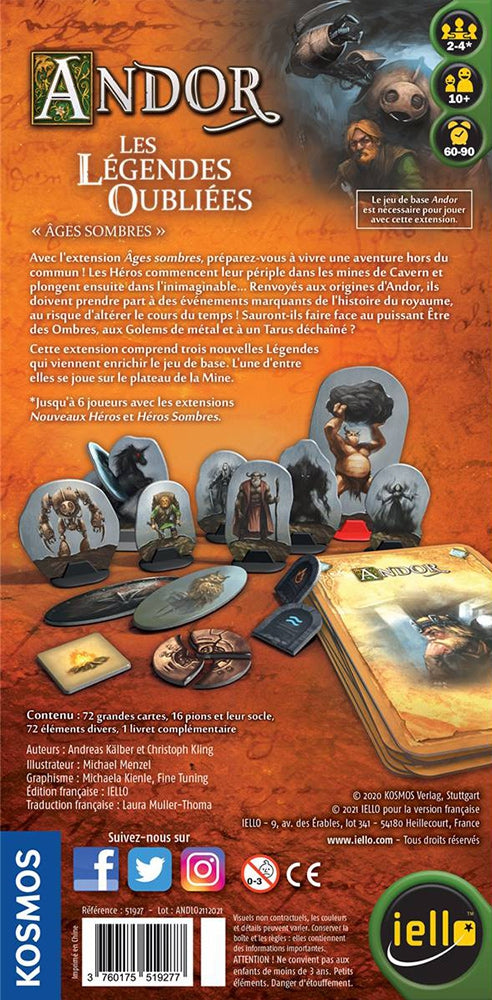dos boite jeu Andor Les Legendes Oubliees Ages Sombres