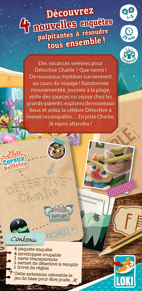 dos boite jeu Detective Charlie Part en vacances