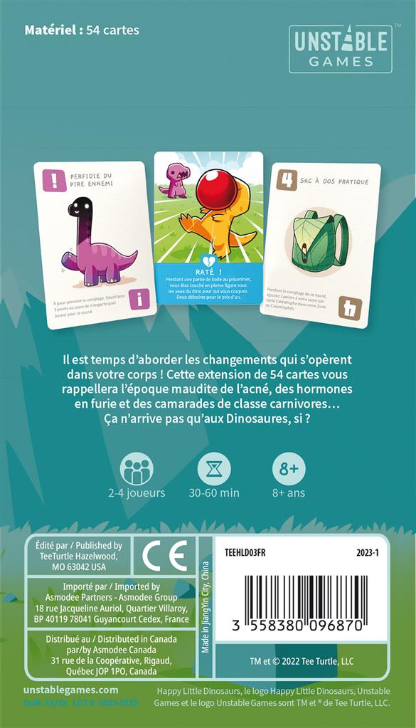 dos boite jeu Happy Little Dinosaurs Puberte Dangereuse