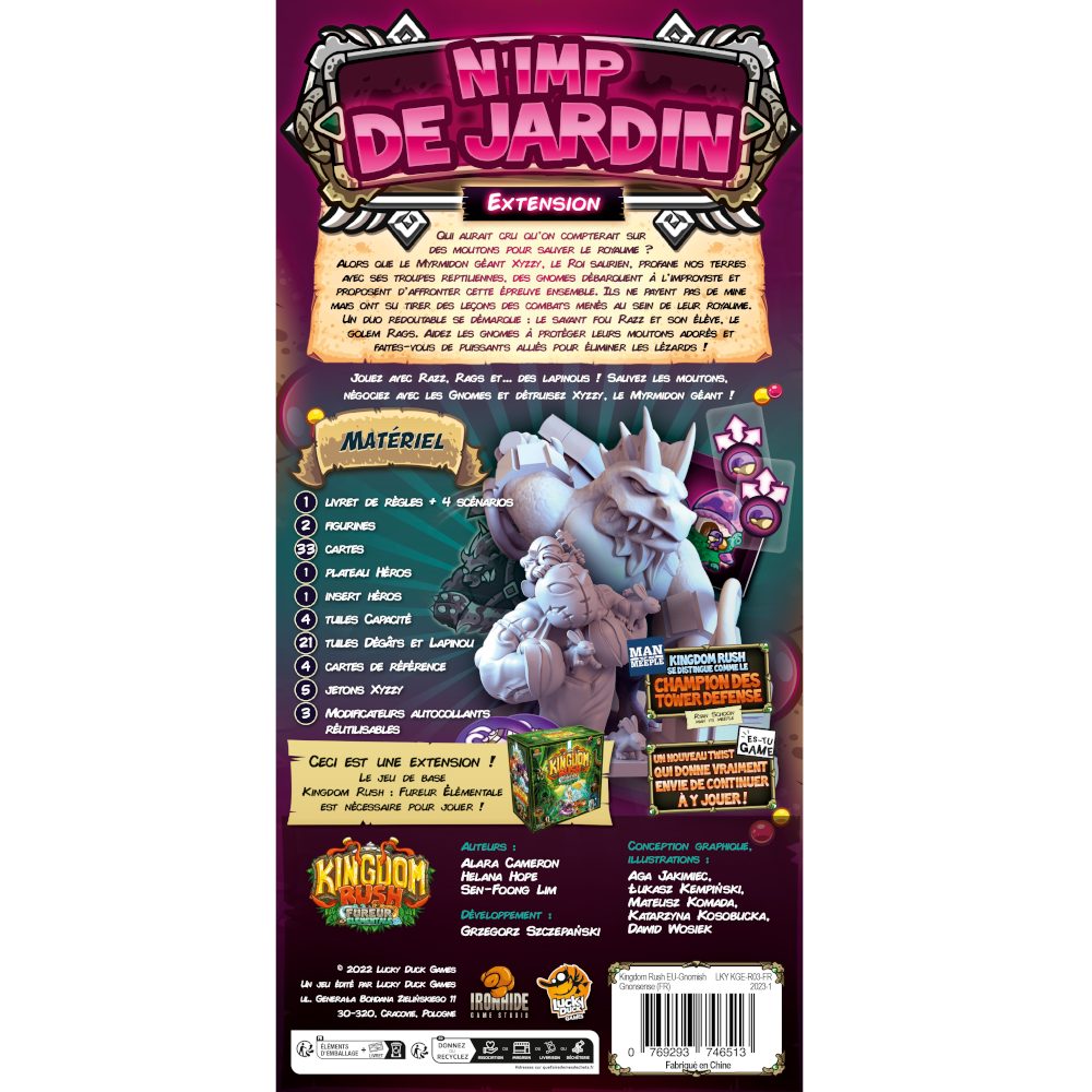 dos boite jeu Kingdom Rush Fureur Elementale N'imp de Jardin