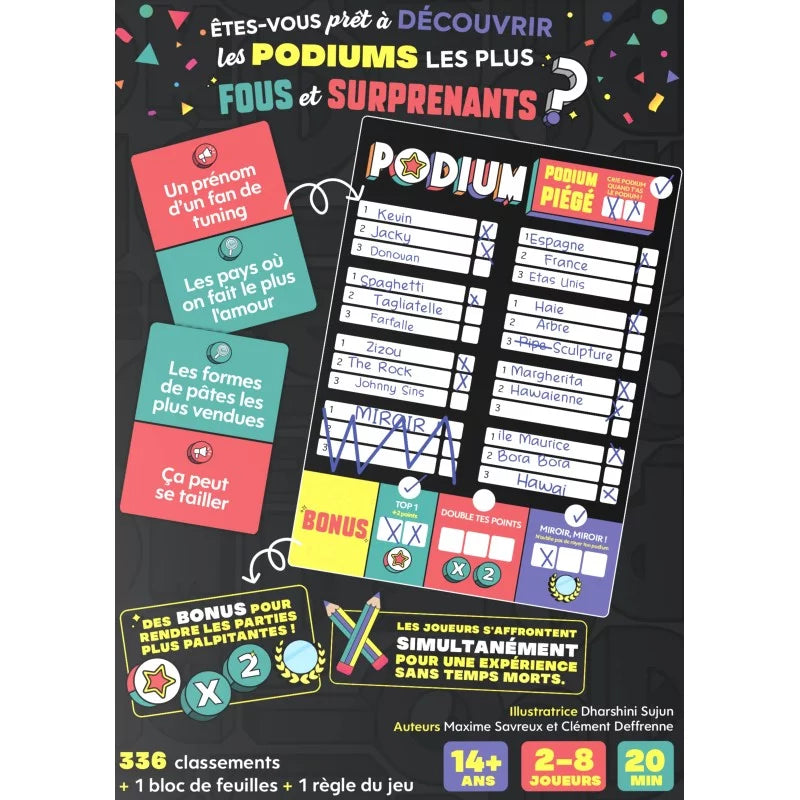 dos boite jeu Podium