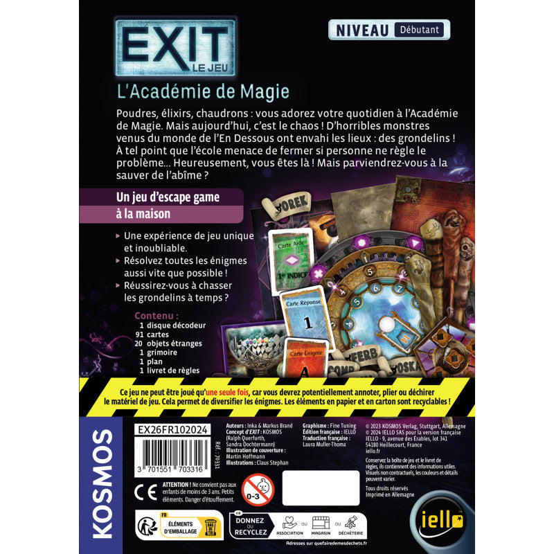 dos boite jeu exit l academie de magie debutant