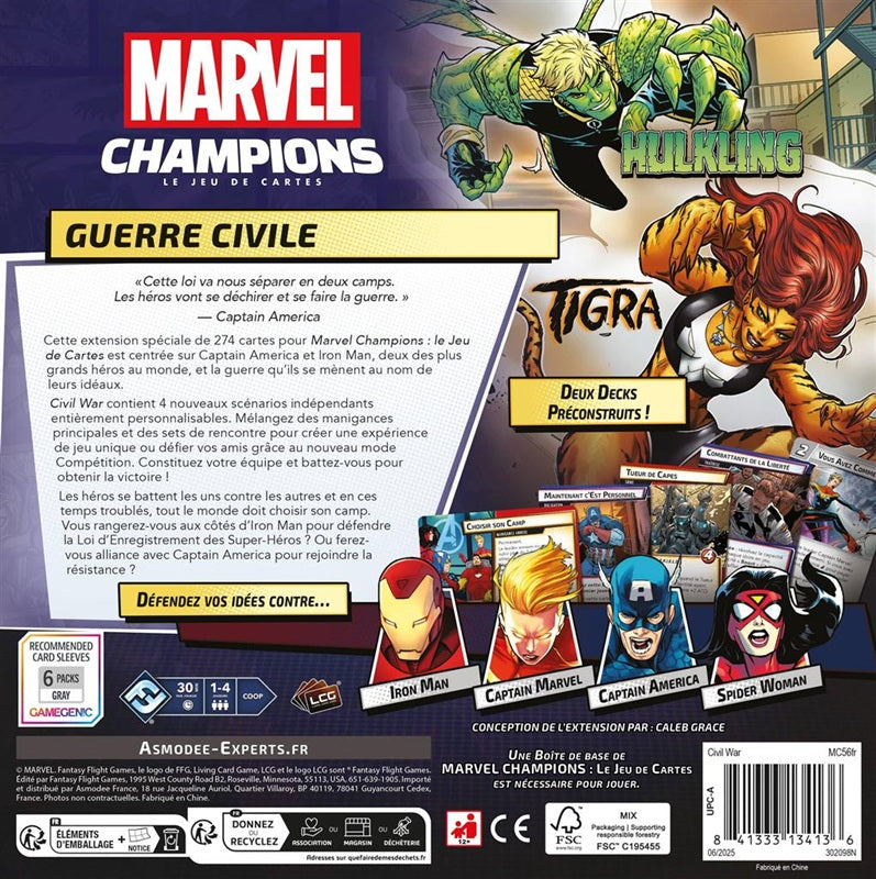 jeu de societe Marvel Champions Civil War dos de boite