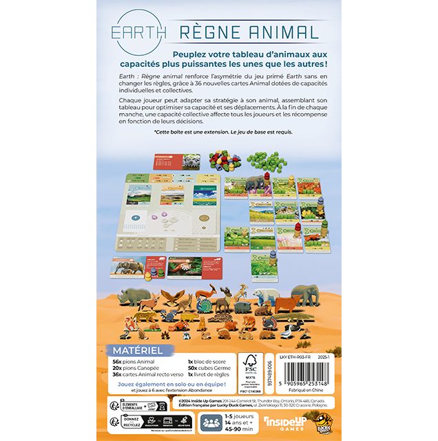 jeu de societe Earth regne animal dos boite
