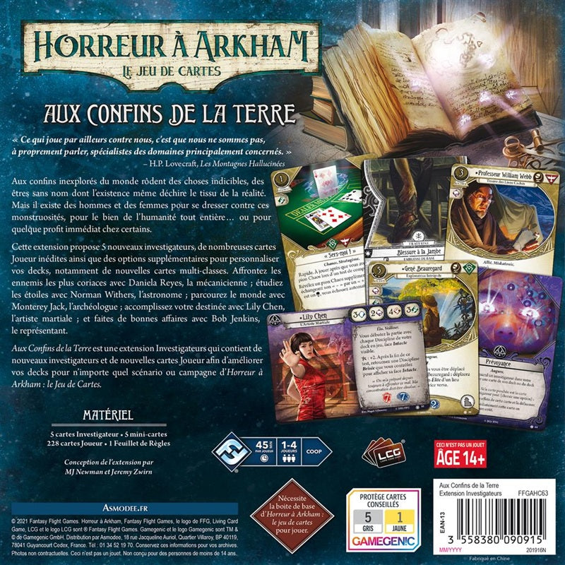 JCE Horreur a Arkham Aux confins de la Terre Investigateurs dos boite