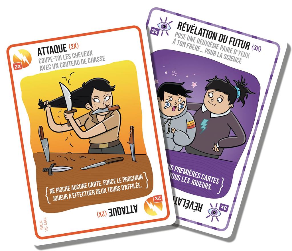 cartes 2 jeu Exploding Kittens Bien vs Mal