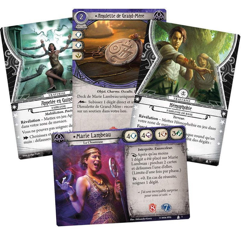 deck investigateur Horreur a Arkham Marie Lambeau cartes
