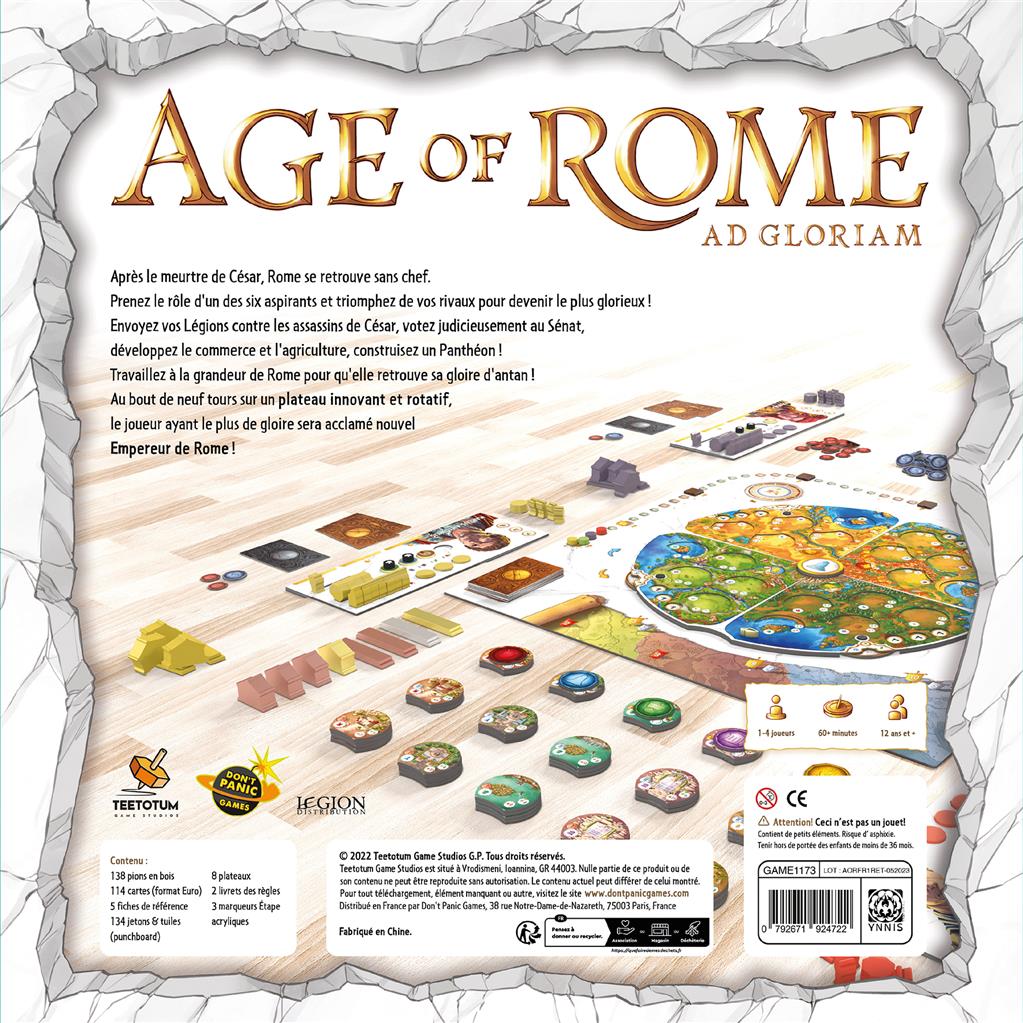 dos boite jeu Age of Rome