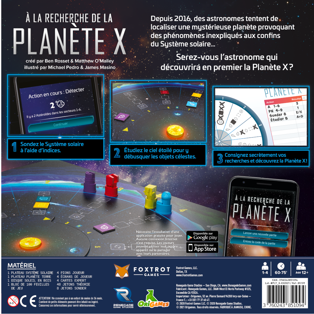 dos boite jeu A la recherche de la Planete X