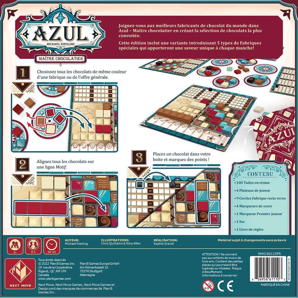 dos boite jeu Azul Maitre Chocolatier