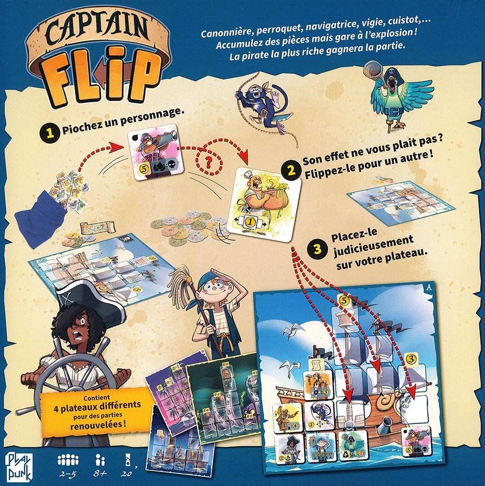 dos boite jeu Captain Flip