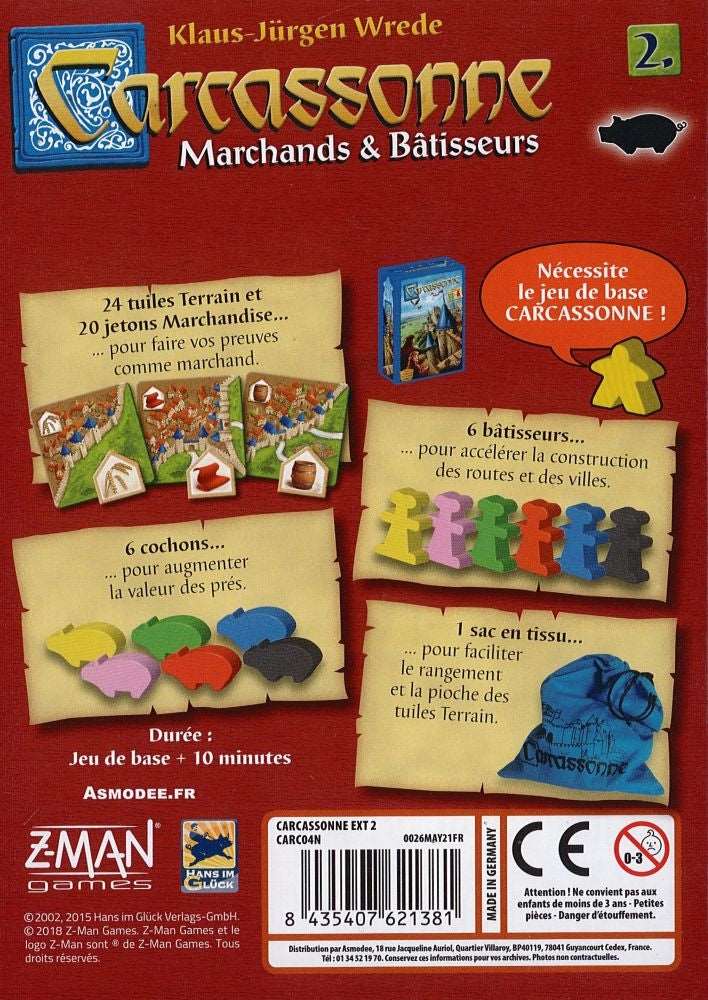 dos boite jeu Carcassonne Marchands et Batisseurs