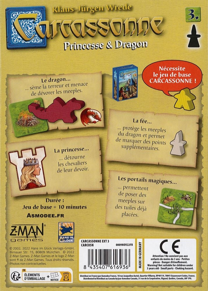 dos boite jeu Carcassonne Princesse et Dragon