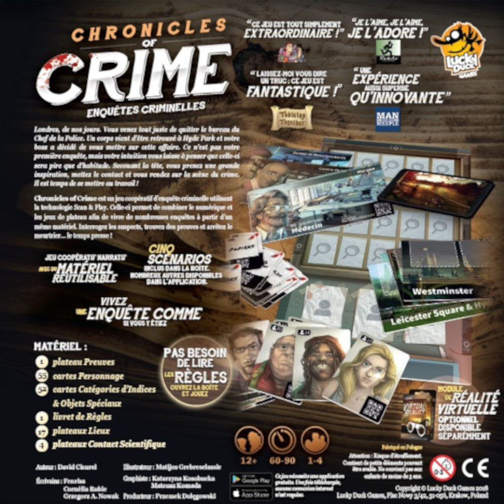 dos boite jeu Chronicles of Crime