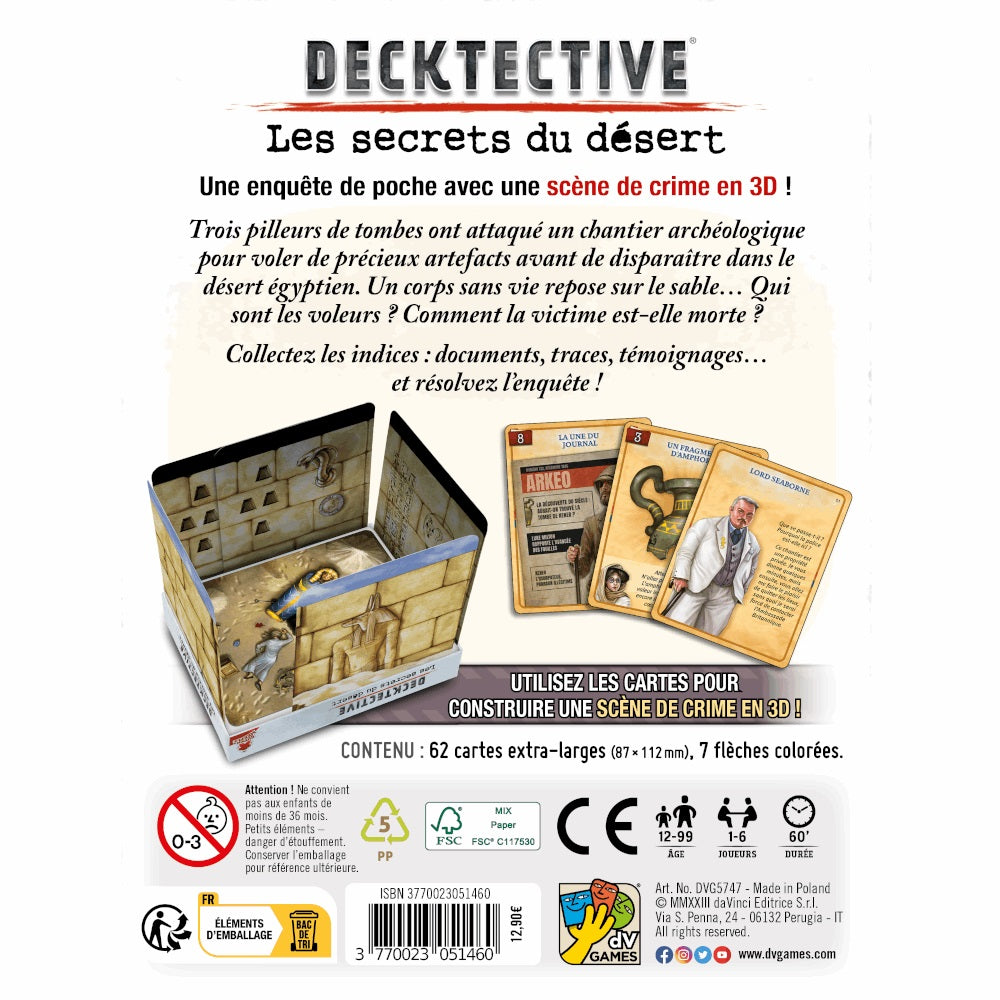 dos boite jeu Decktective Les Secrets du Desert