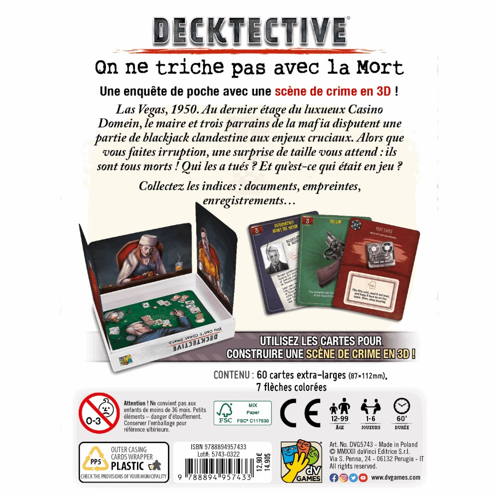 dos boite jeu Decktective On ne triche pas avec la mort