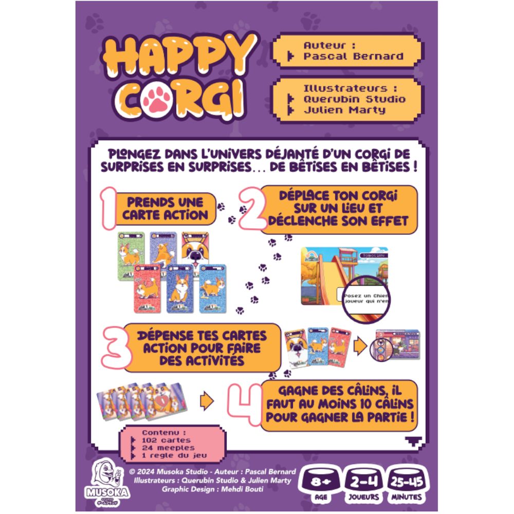 dos boite jeu Happy Corgi