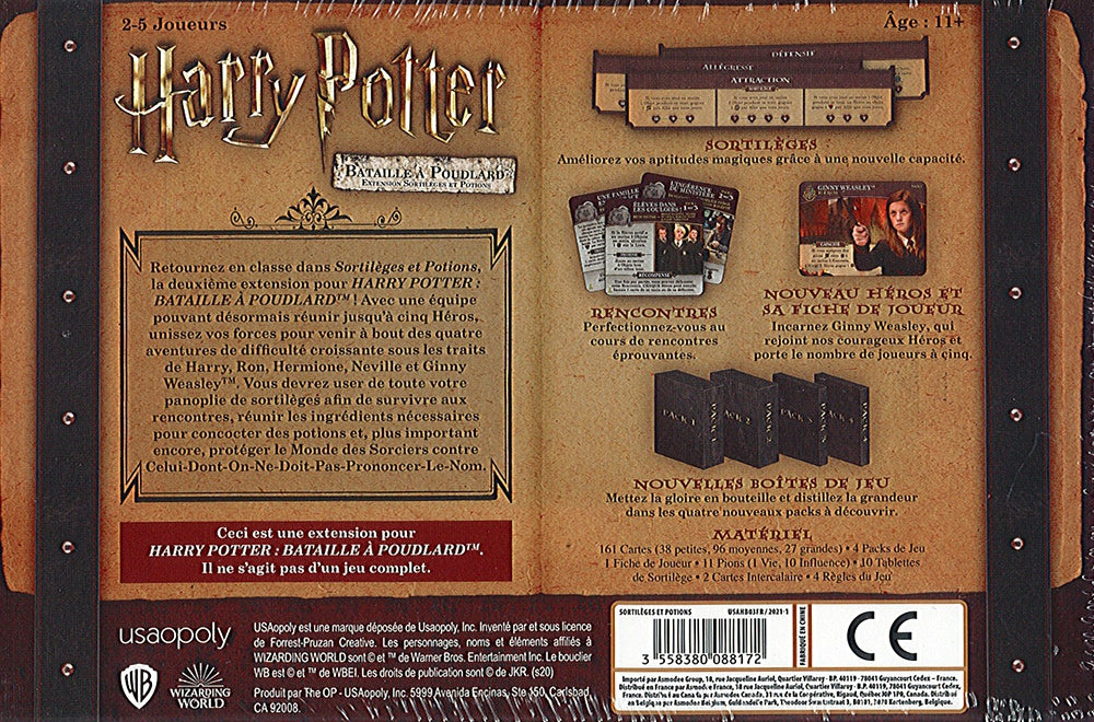 dos boite jeu Harry Potter Bataille a Poudlard Sortileges et potions