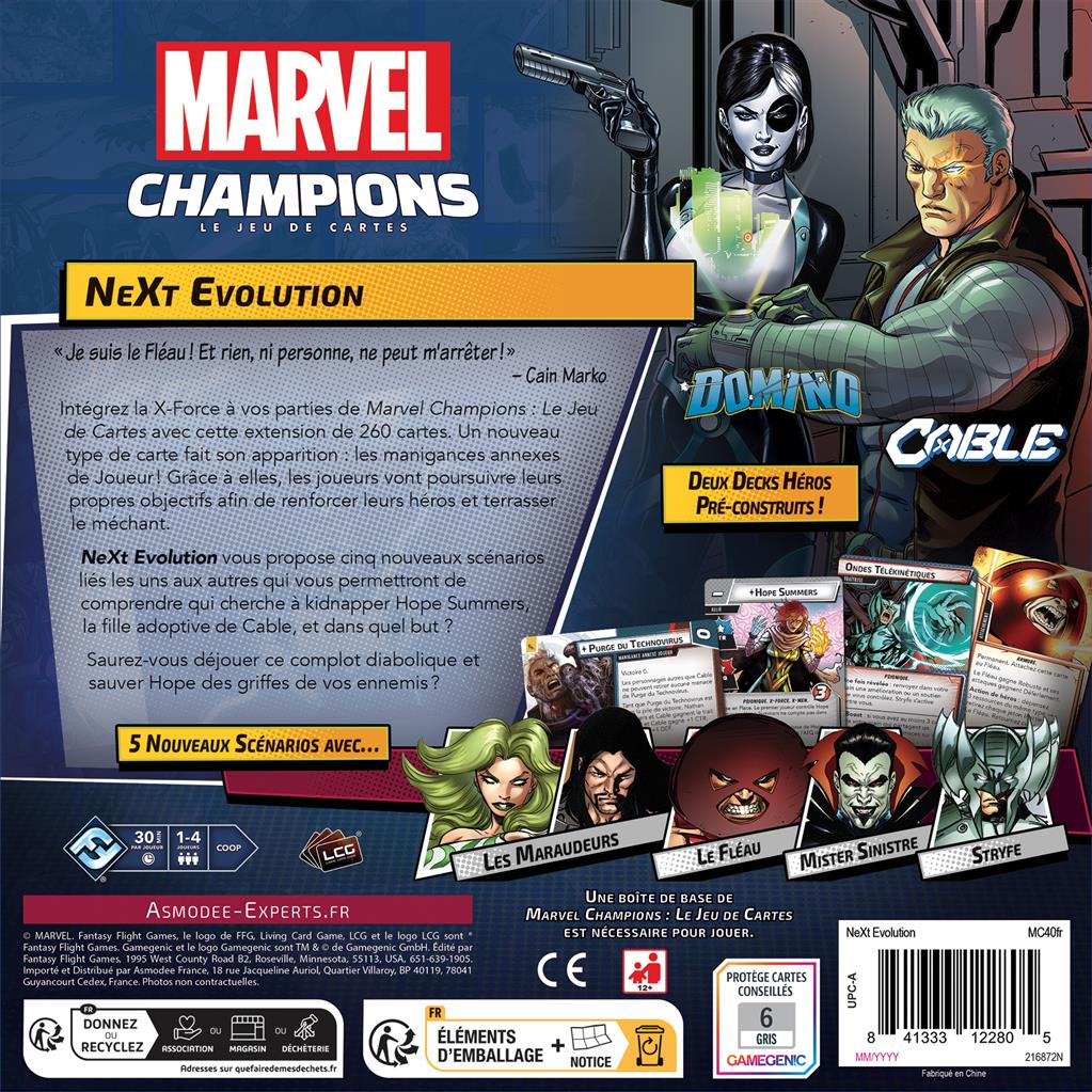 dos boite jeu Marvel Champions Next Evolution