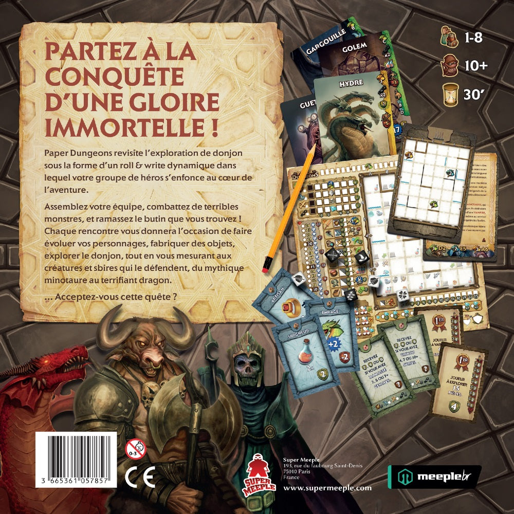 dos boite jeu Paper Dungeons