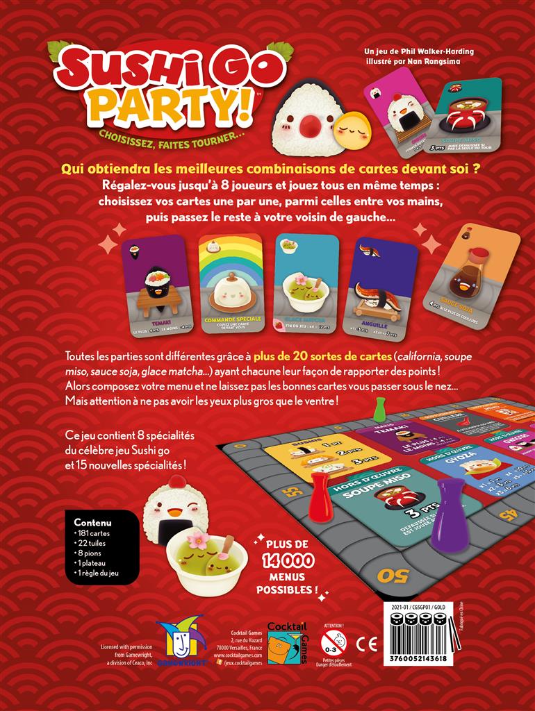 dos boite jeu Sushi Go Party