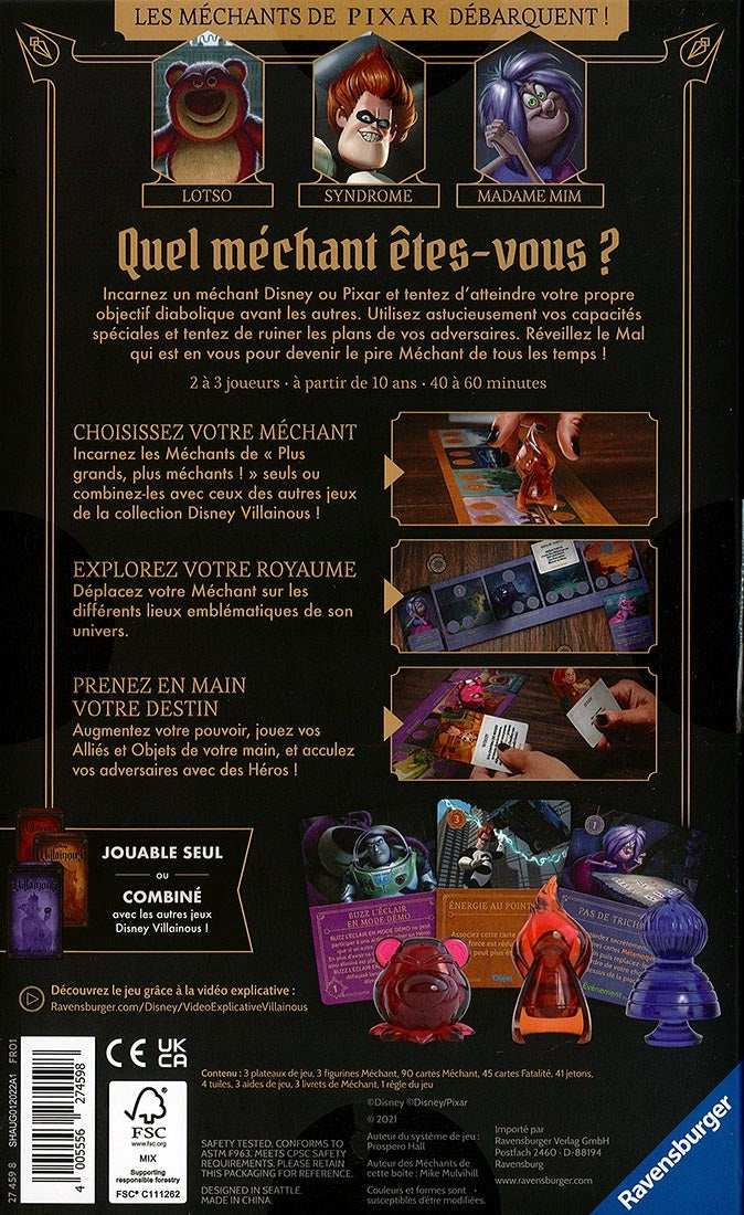 dos boite jeu Villainous Plus grands Plus mechants