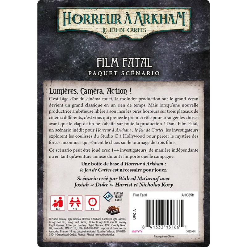 jce Horreur a Arkham Scenario Film Fatal dos de boite
