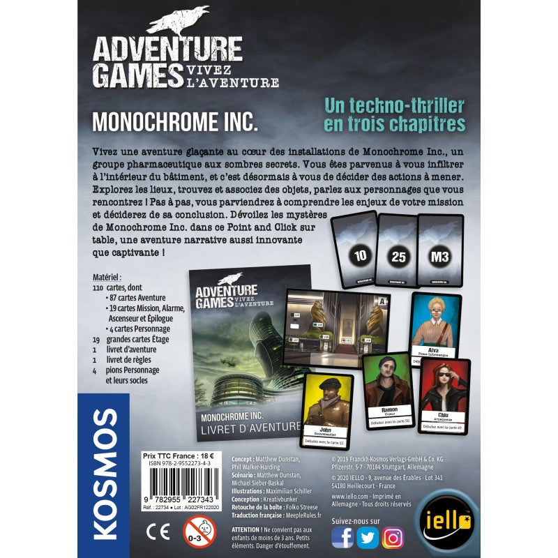dos boite jeu Adventure Games Monochrome Cie
