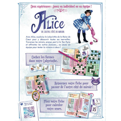 jeu de societe Alice de l'autre cote du mirroir dos de boite de jeu