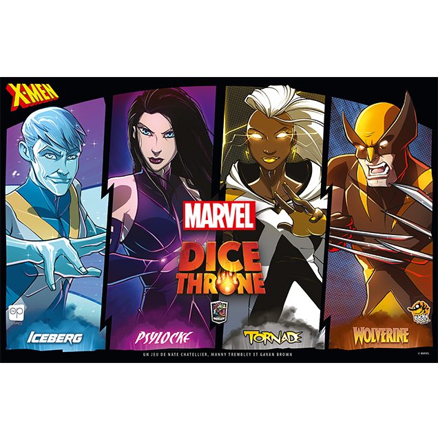jeu de societe Dice Throne Marvel -Iceberg Psylocke Tornade Wolverine boite
