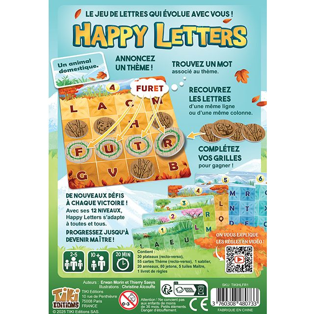 jeu de societe Happy Letters dos de boite