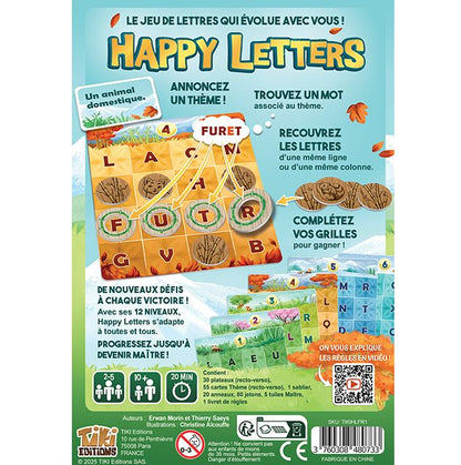 jeu de societe Happy Letters dos de boite