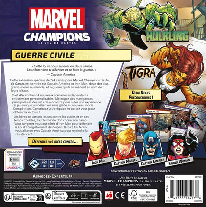 jeu de societe Marvel Champions Civil War dos de boite