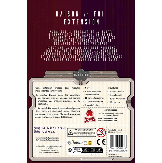 jeu de societe Revenant raison et foi dos boite